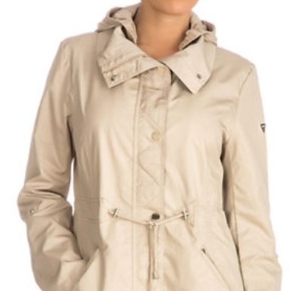 Guess - Hooded Snap Button Anorak Jacket Khaki Medium - Picture 1 of 7